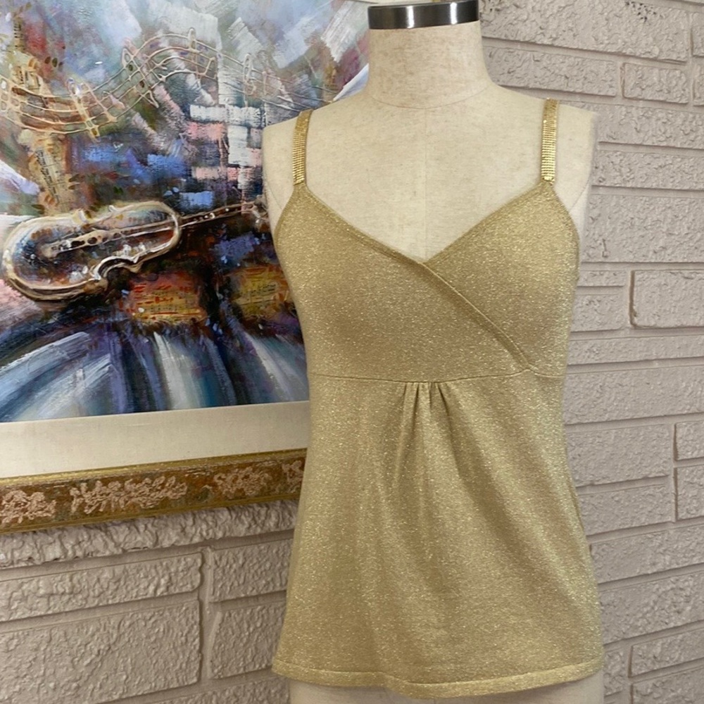 Spenser Evening Gold Lurex Chainmail Straps Top